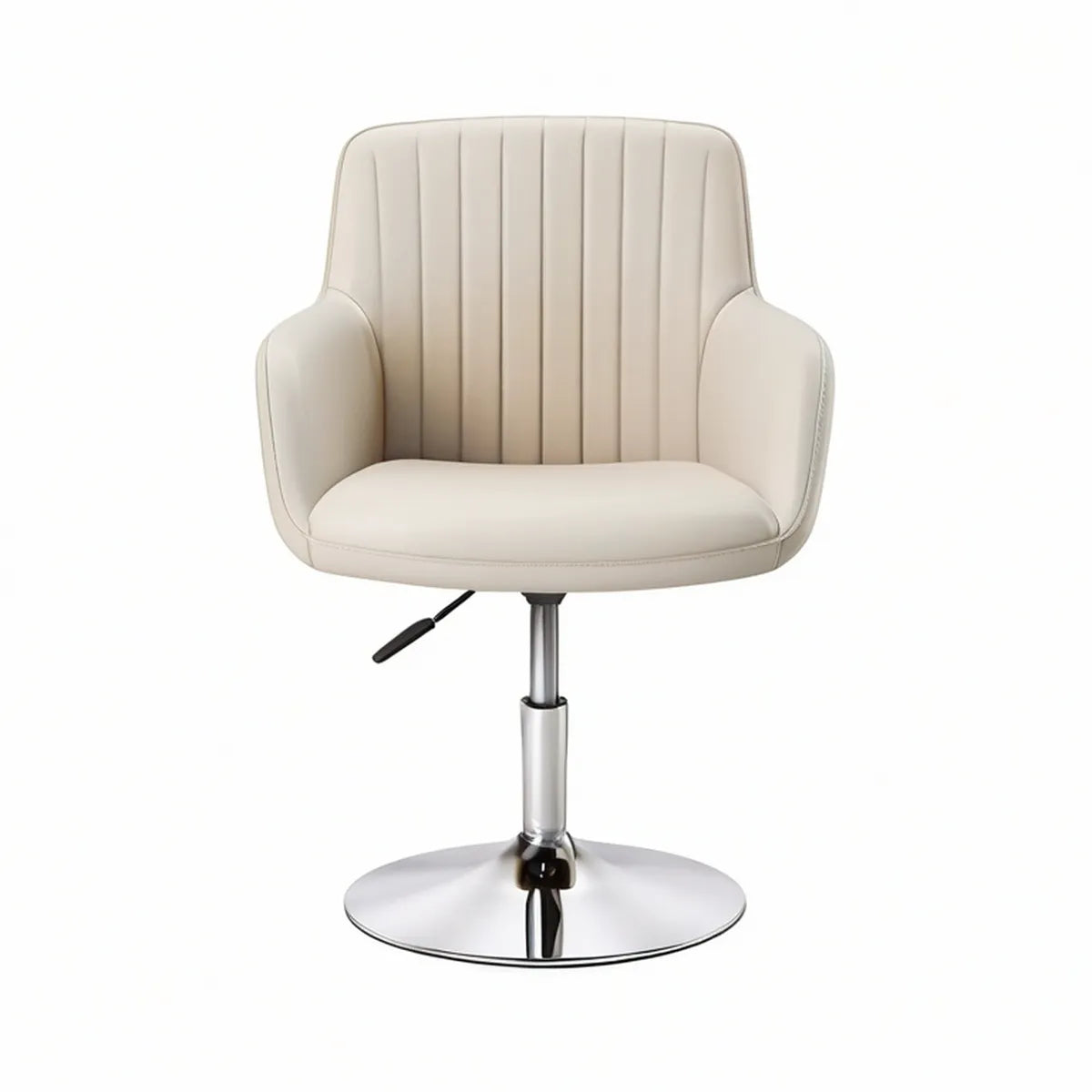 Drehbarer Polstersessel aus Kunstleder in Creme, 60 x 60 x 84–96 cm