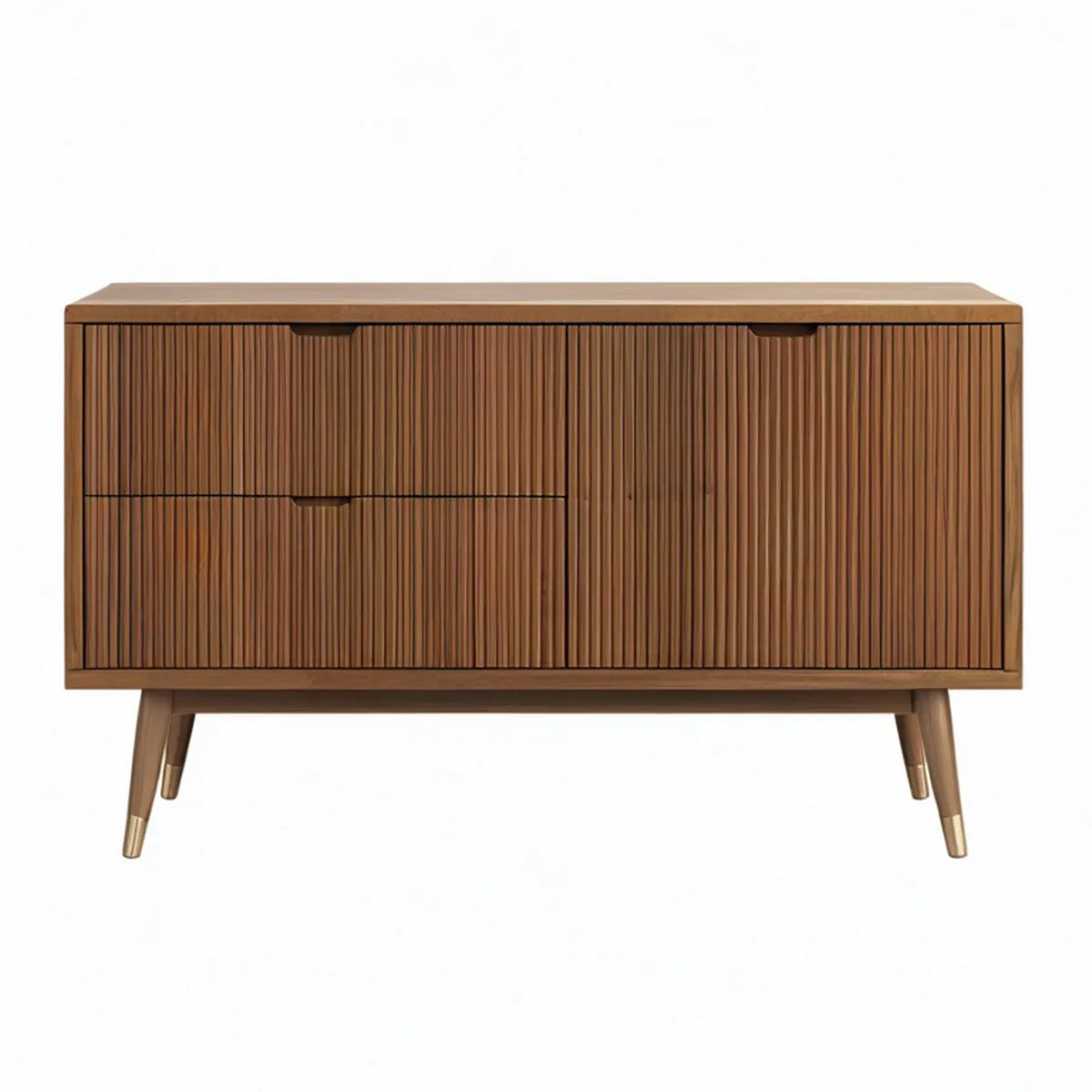 Sideboard aus Mango-Massivholz Braun mit 2 Schubladen und 1 Tür, 120 × 40 × 75 cm
