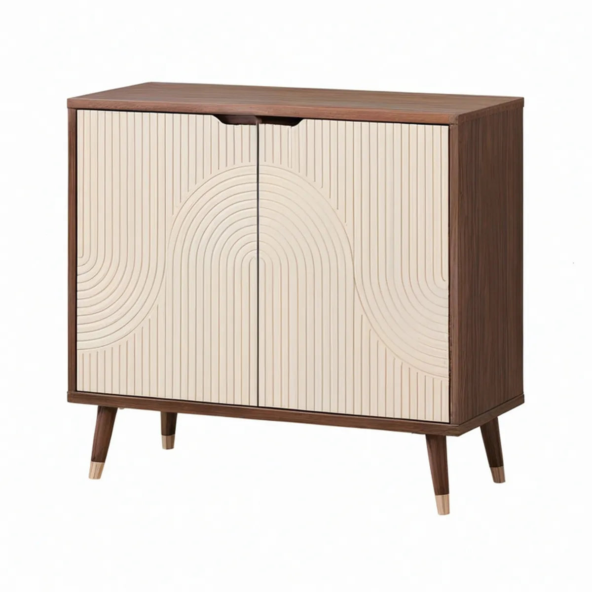 Sideboard aus MDF, 80 x 40 x 80 cm, Walnussbraun/Creme, 2 Türen