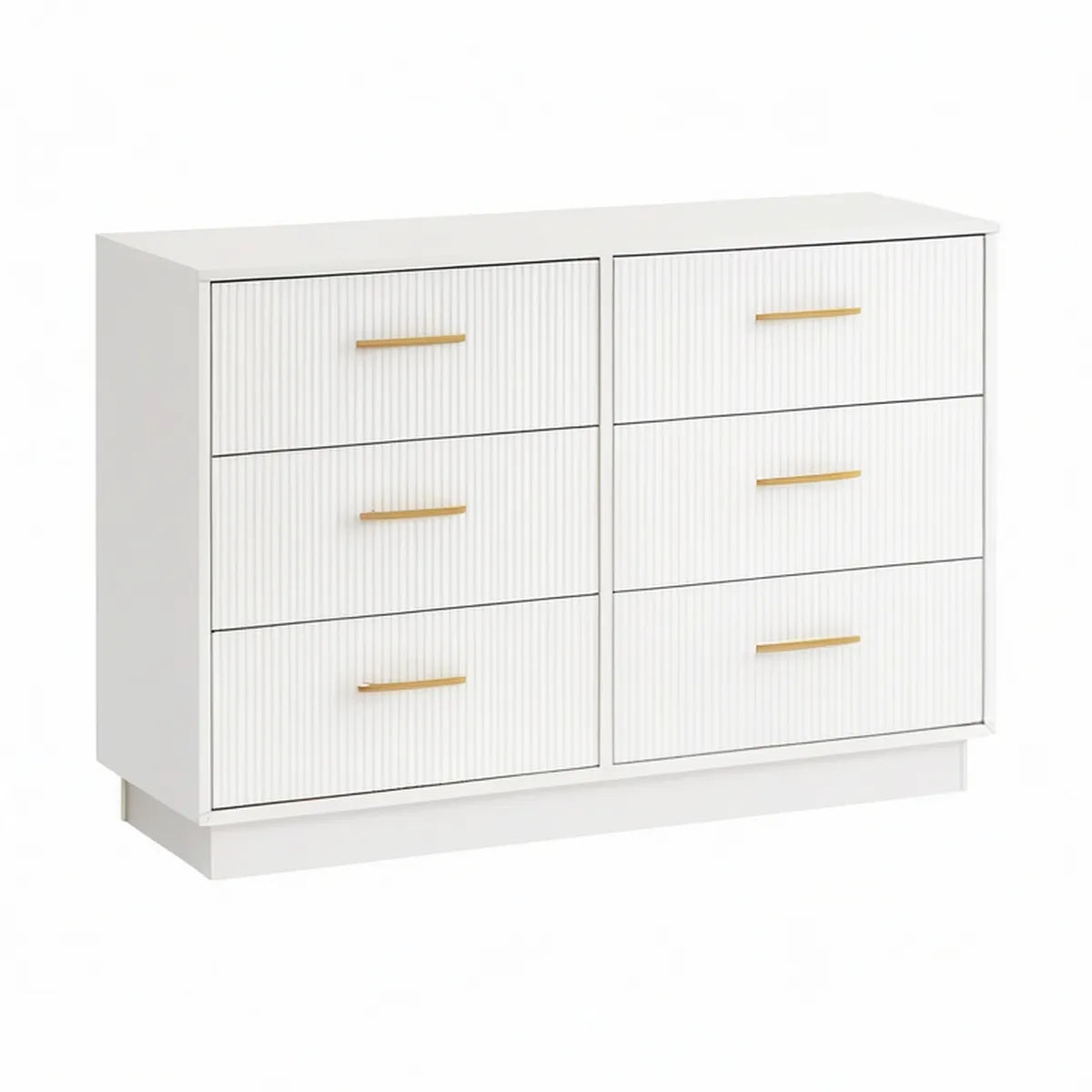 Kommode mit 6 Schubladen, 120 x 40 x 90 cm, Weiss/Gold