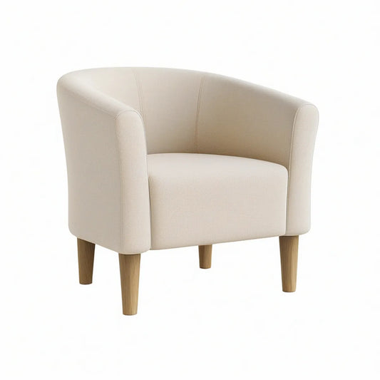 Gepolsterter Sessel in Creme/Natur, 69 x 65 x 76 cm