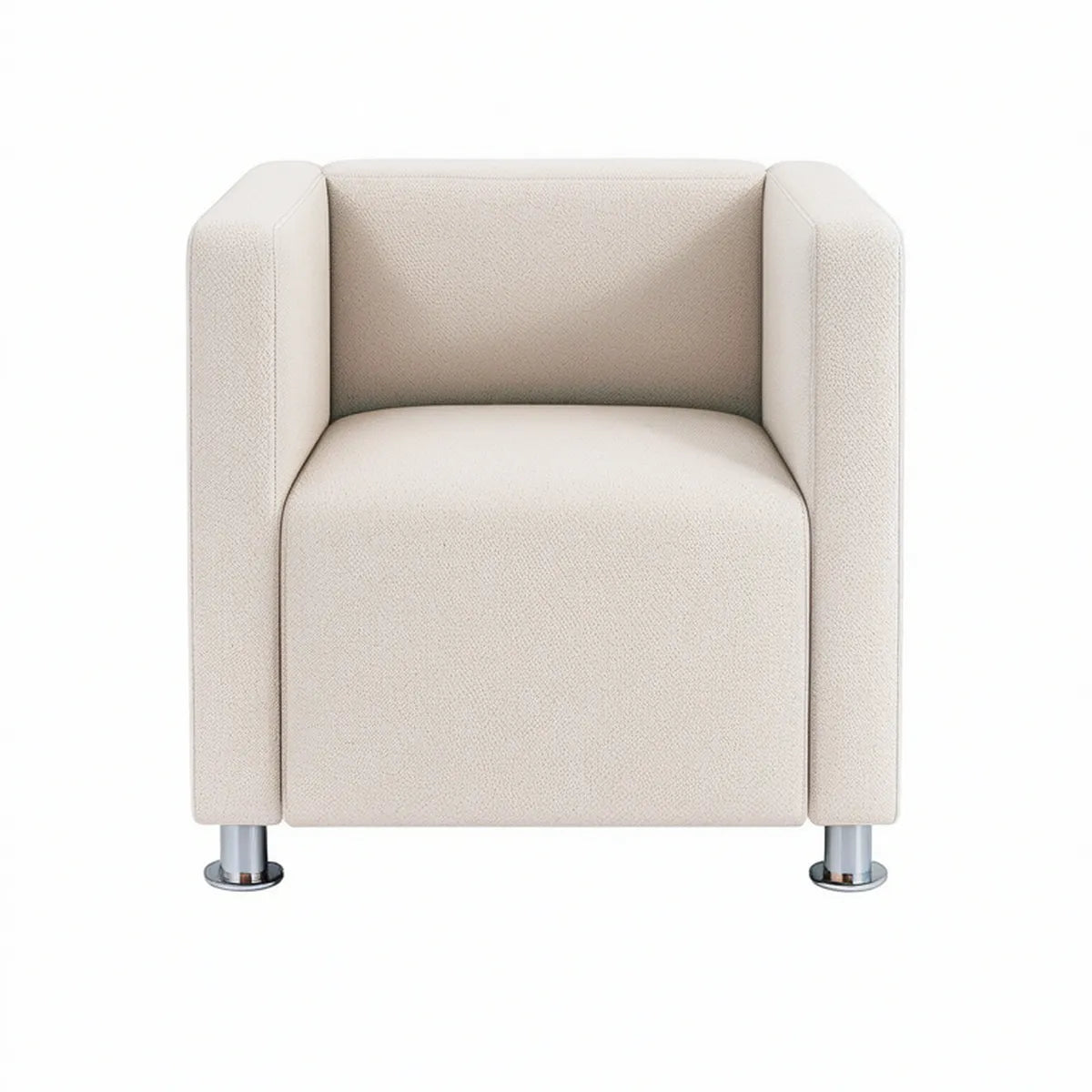 Polstersessel mit Armlehnen, 75 × 80 × 80 cm, Polyester, Cremeweiss/Silber