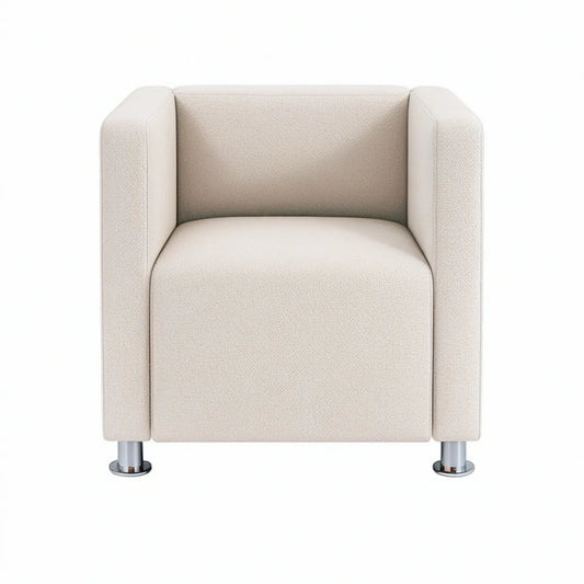 Polstersessel mit Armlehnen, 75 × 80 × 80 cm, Polyester, Cremeweiss/Silber